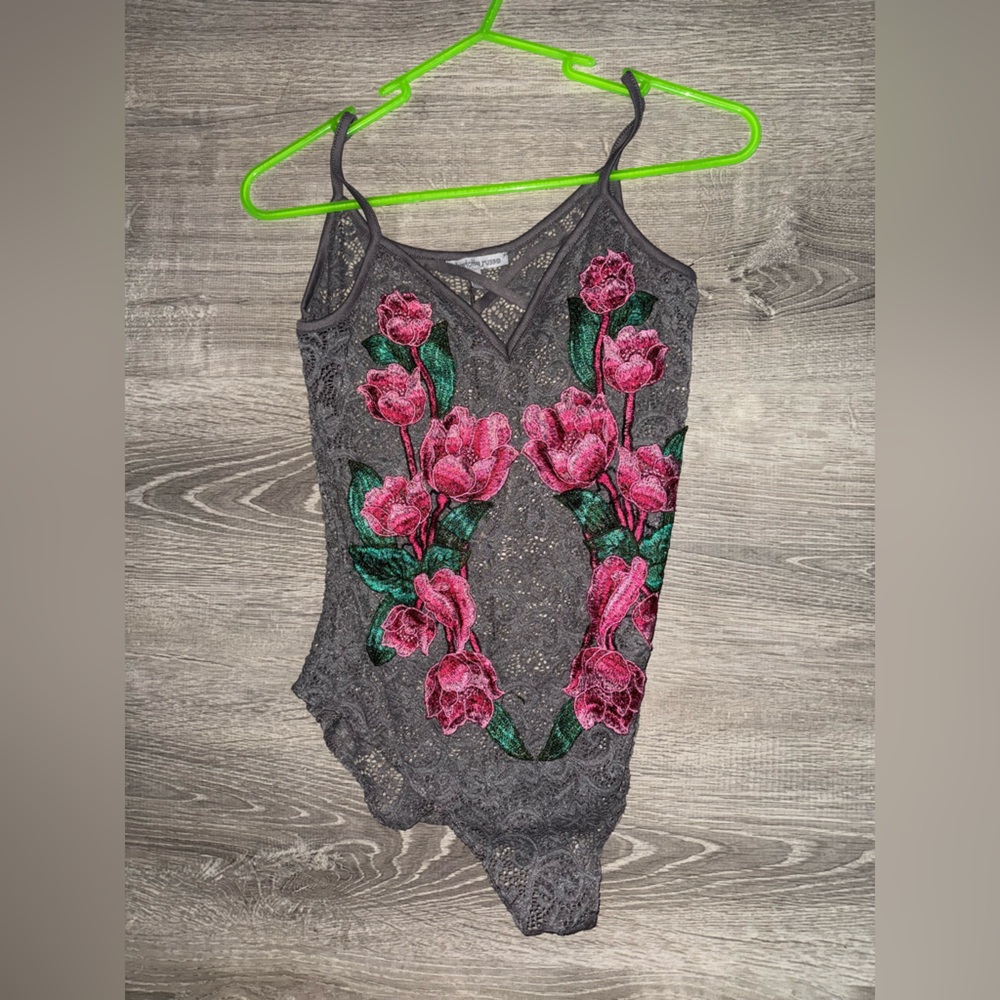 Charlotte Russe Gray Lace Top